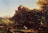 Thomas Cole Canvas Paintings - The Mountain Ford
